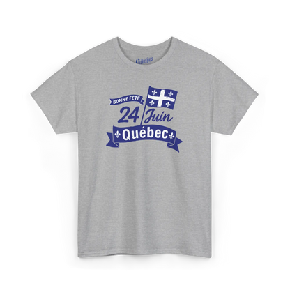 Fierté Québec - T-Shirt - T-shirt - Bonne Fête Québec - Gris Sport / S / M