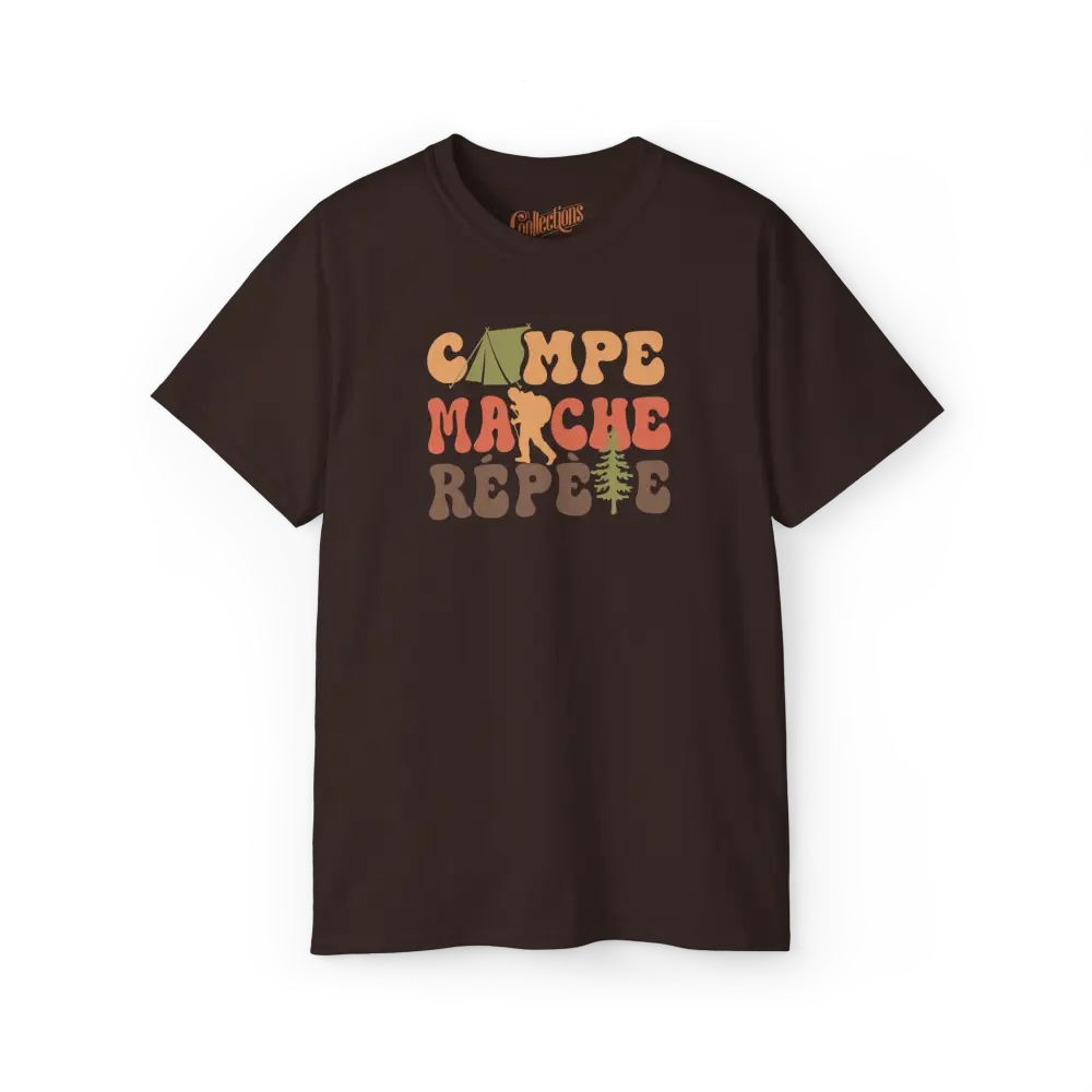 #camping - T-Shirt - T-Shirt - Campe Marche Répète - Chocolat / S / M