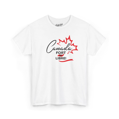 Local D’abord - T-Shirt - T-shirt - Canada Fort et Libre - Blanc / S / M