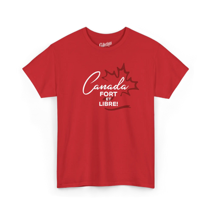 Local D’abord - T-Shirt - T-shirt - Canada Fort et Libre - Rouge / S / M