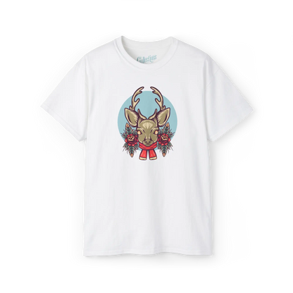 Temps des Fêtes - T-Shirt - T-shirt - Cerf de Noël - Blanc / S / M