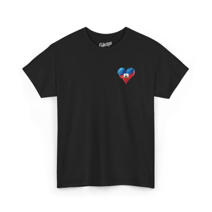 Créolofolie - T-Shirt - T-shirt - Cœur d’Haïti - Noir / S / Haïti