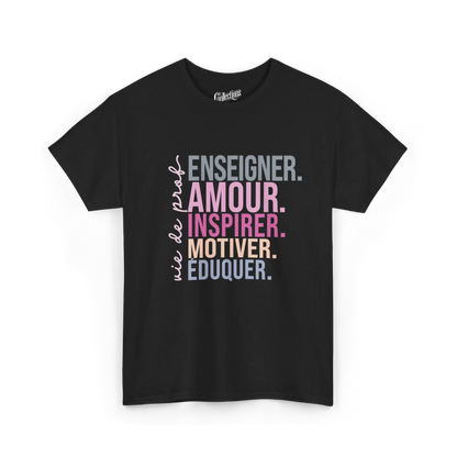Vie d’Prof - T-Shirt - T-shirt - Enseigner aimer inspirer motiver éduquer - Noir / S / M
