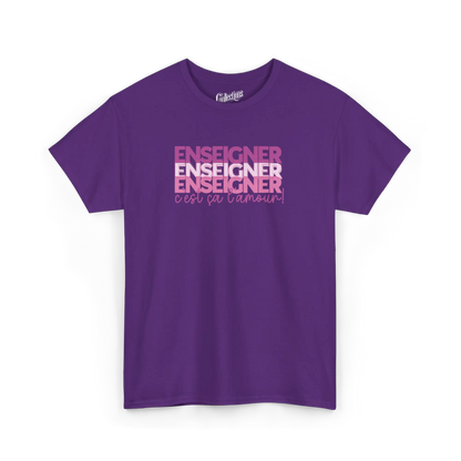 Vie d’Prof - T-Shirt - T-shirt - Enseigner c’est ça l’amour - Mauve / S / M