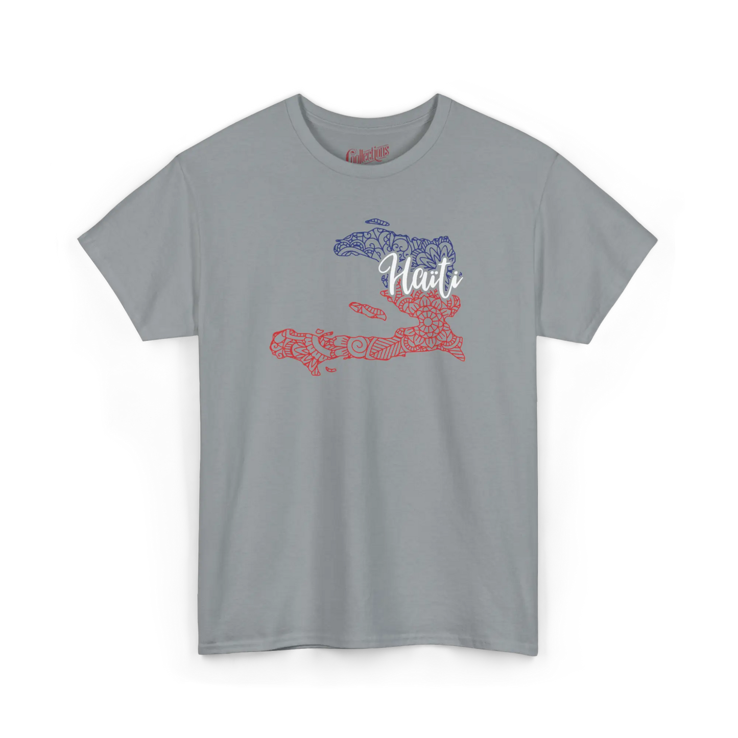 Créolofolie - T-Shirt - T-shirt – Haïti Carte style Mandala - Gravier / S / M