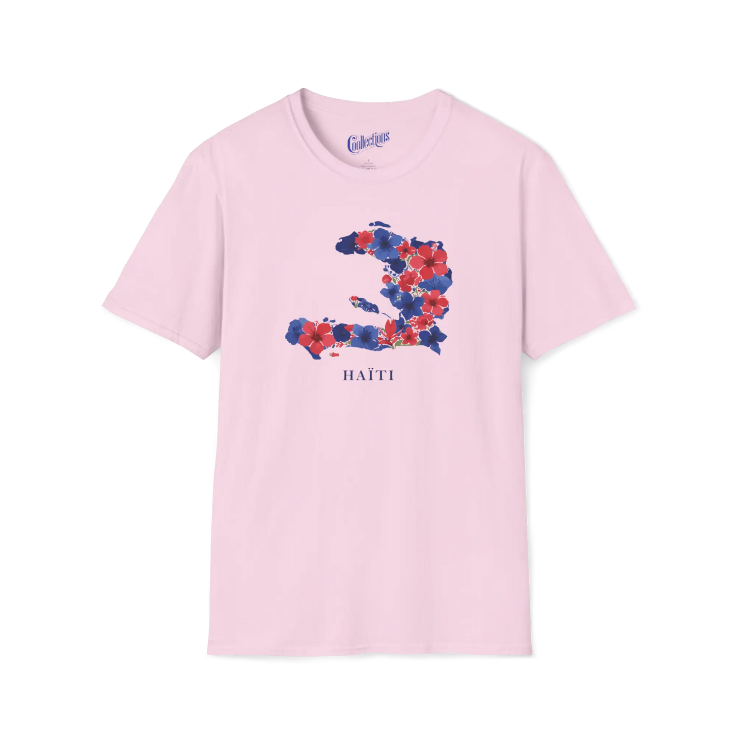Créolofolie - T-Shirt - T-shirt – Haïti en Fleurs - Rose clair / S / M