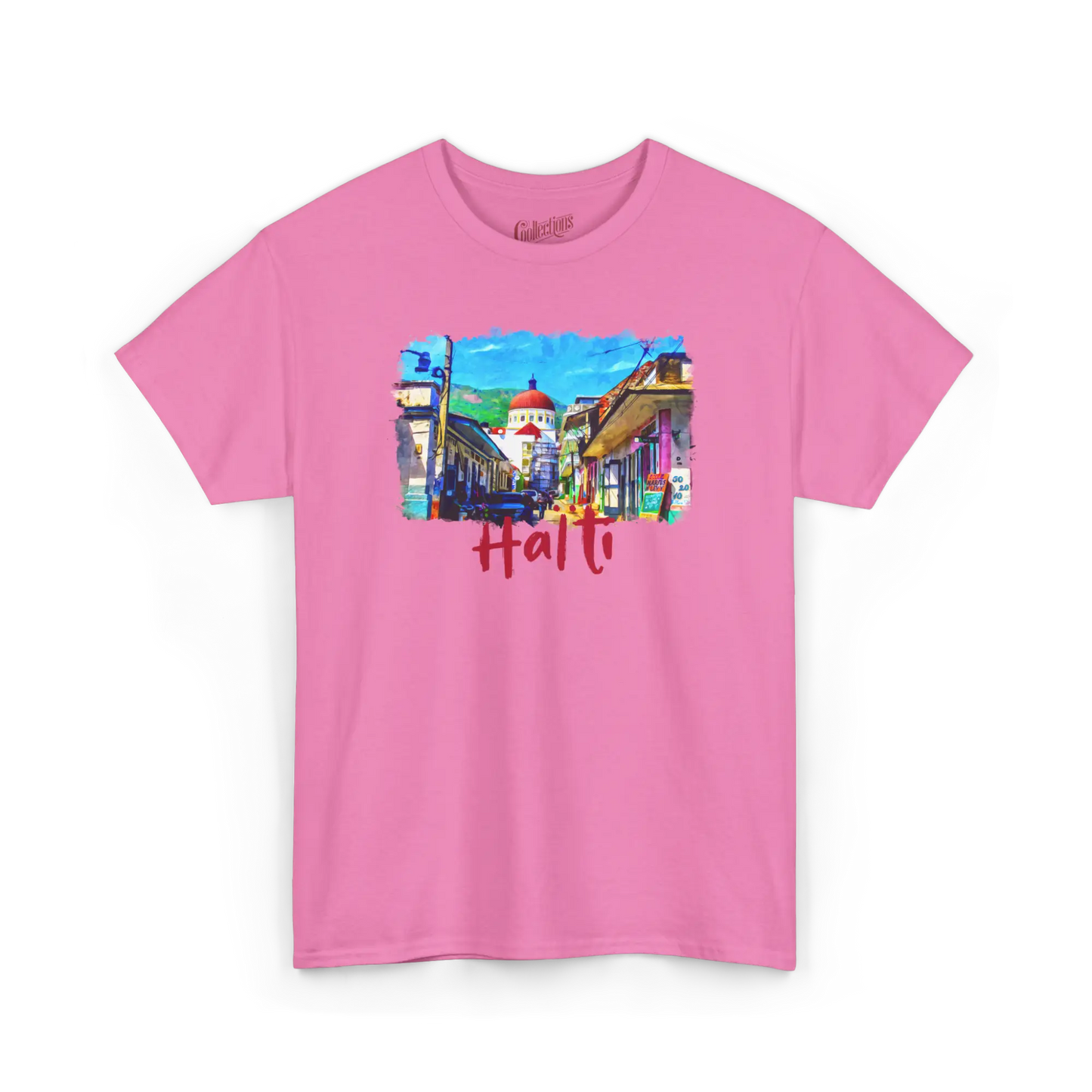 Créolofolie - T-Shirt - T-shirt – Haïti et la grande Ville - Azalée / S / M