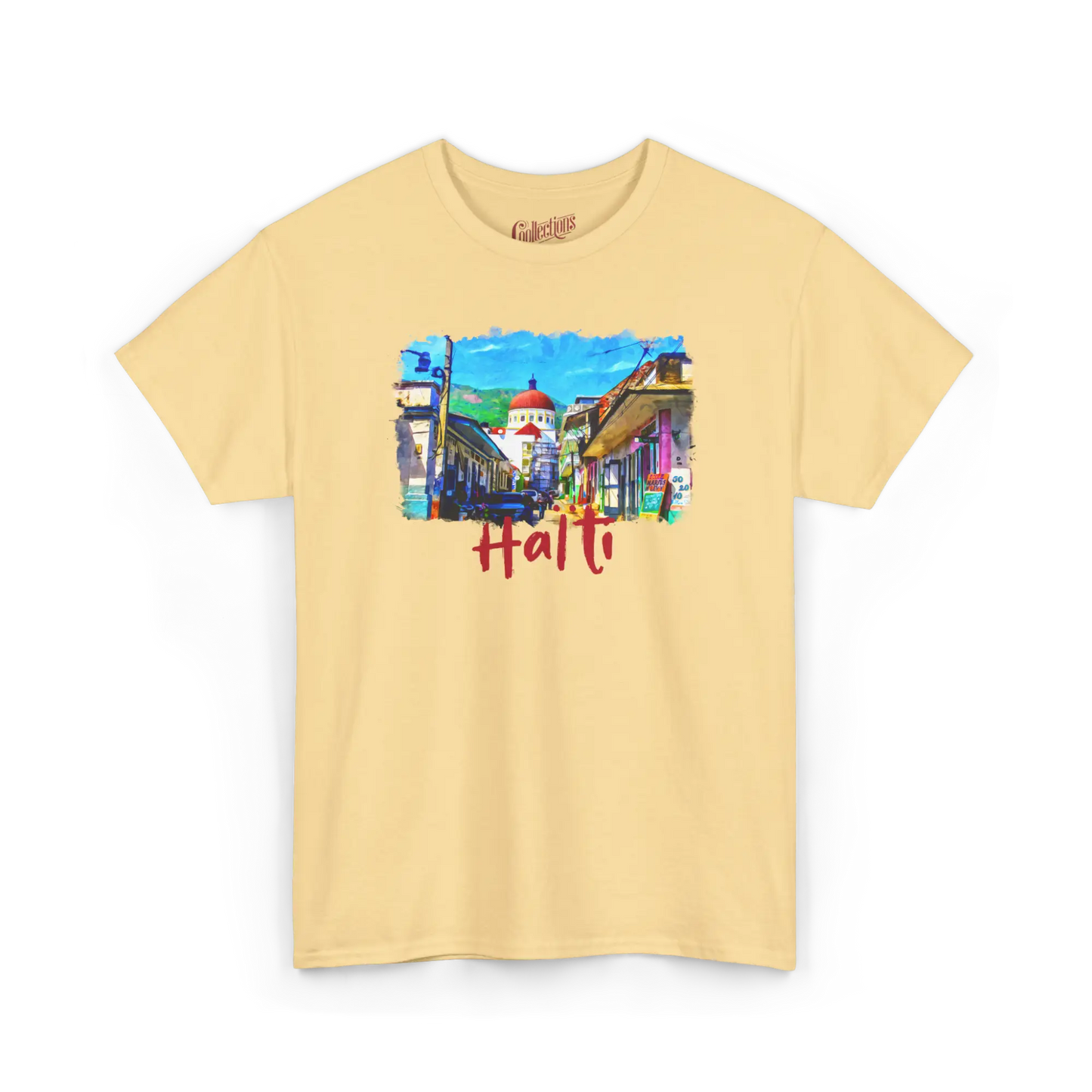 Créolofolie - T-Shirt - T-shirt – Haïti et la grande Ville - Brume jaune / S / M