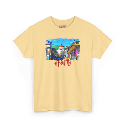 Créolofolie - T-Shirt - T-shirt – Haïti et la grande Ville - Brume jaune / S / M