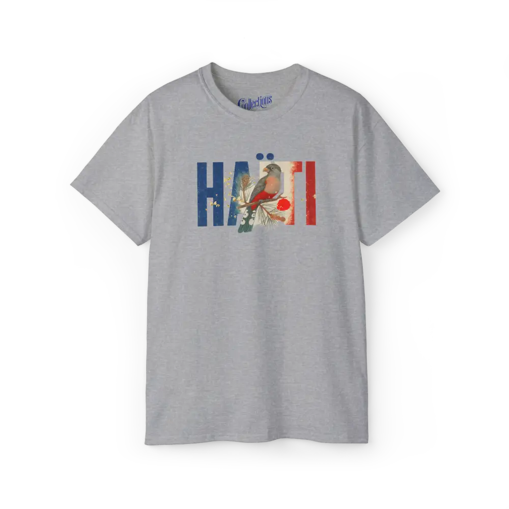 Créolofolie - T-Shirt - T-shirt – Haïti Kanson Wouj - Gris Sport / S / M