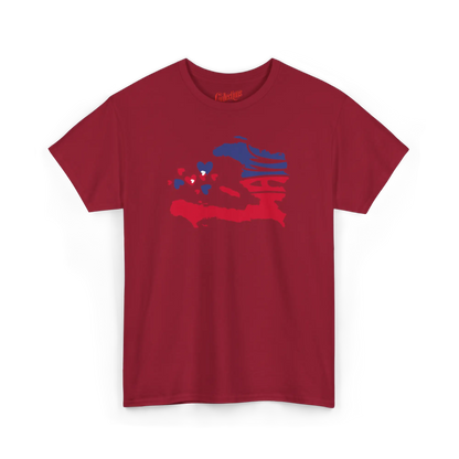 Créolofolie - T-Shirt - T-shirt – Haïti Map Luv - Cardinal / S / M