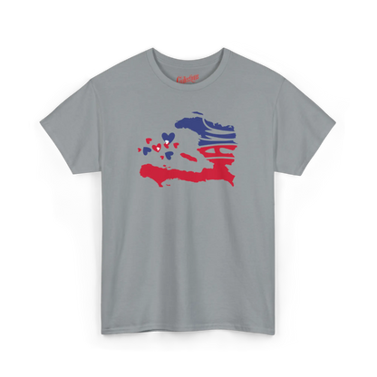 Créolofolie - T-Shirt - T-shirt – Haïti Map Luv - Gravier / S / M