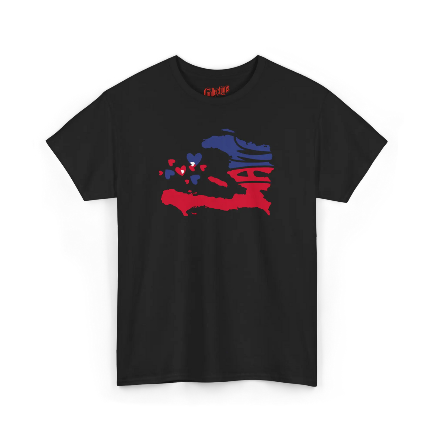 Créolofolie - T-Shirt - T-shirt – Haïti Map Luv - Noir / S / M