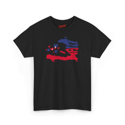 Créolofolie - T-Shirt - T-shirt – Haïti Map Luv - Noir / S / M