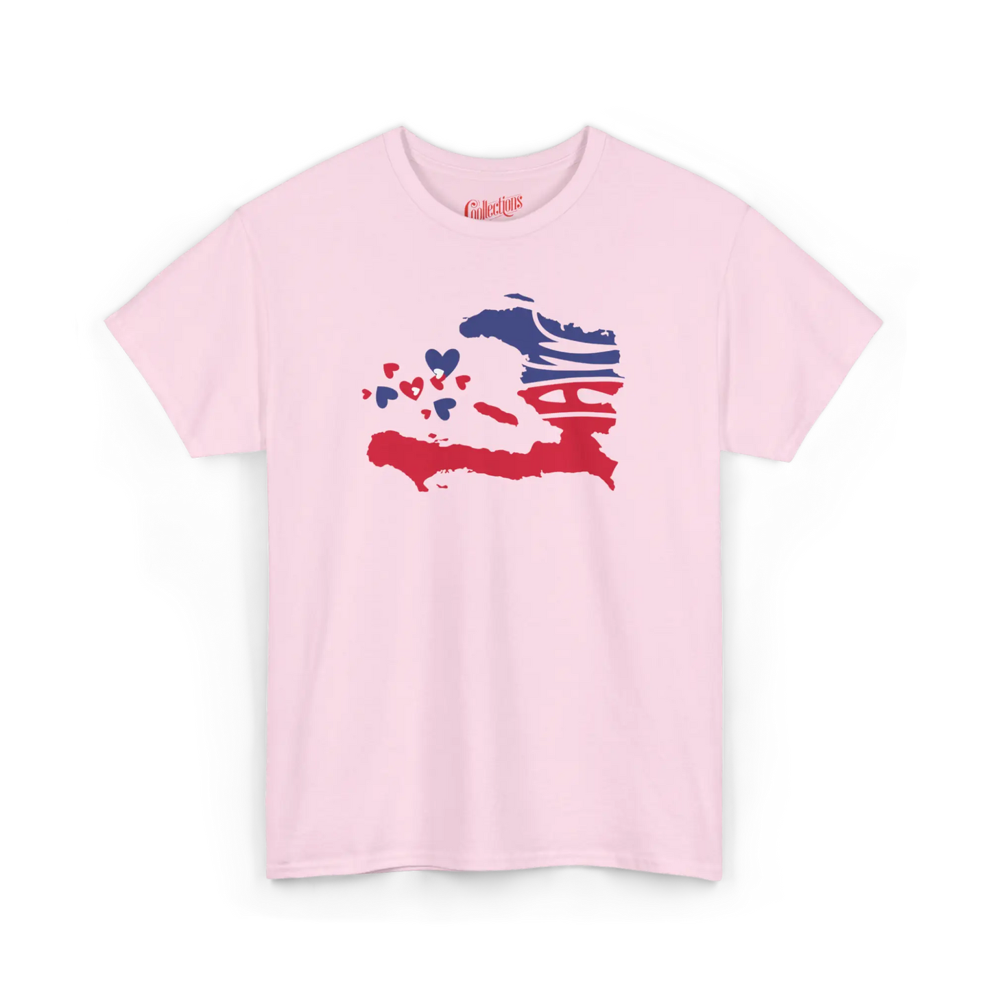 Créolofolie - T-Shirt - T-shirt – Haïti Map Luv - Rose clair / S / M