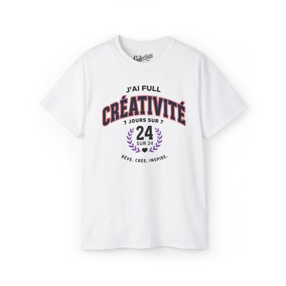 Vie d’Phoqué - T-Shirt - T-shirt - J’ai full créativité (7 jours sur 7 24/24) - Blanc / S / M