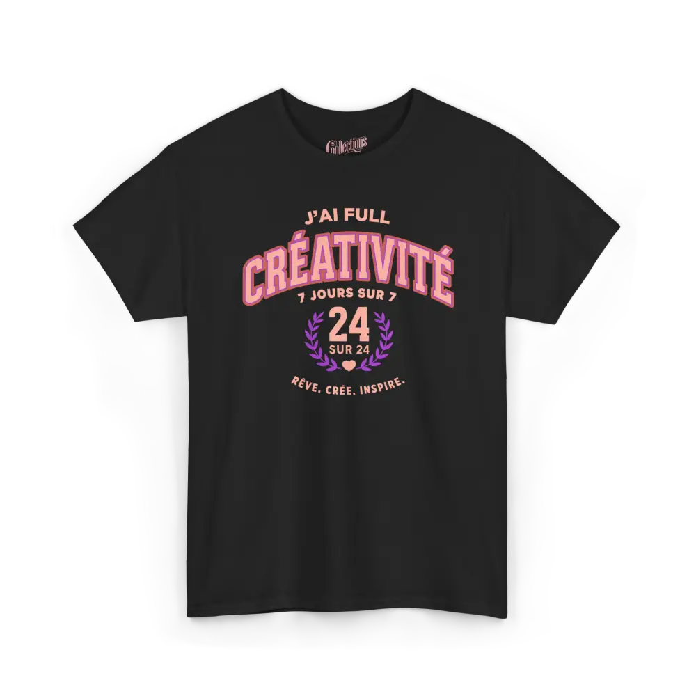 Vie d’Phoqué - T-Shirt - T-shirt - J’ai full créativité (7 jours sur 7 24/24) - Noir / S / M