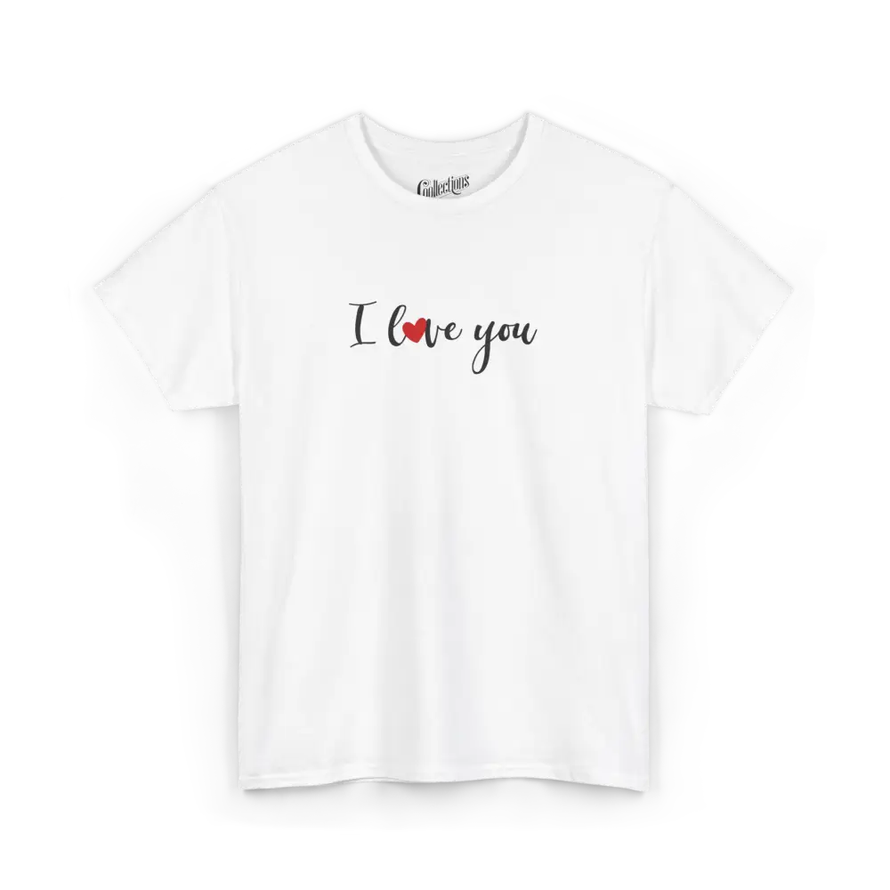 Saint-Valentin - T-Shirt - T-shirt - Je t’aime ’I love you’ - Anglais - Blanc / S / M