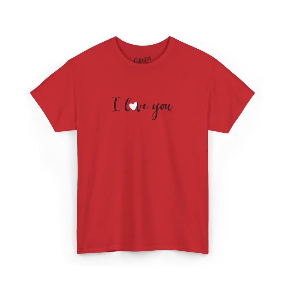 Saint-Valentin - T-Shirt - T-shirt - Je t’aime ’I love you’ - Anglais - Rouge / S / M