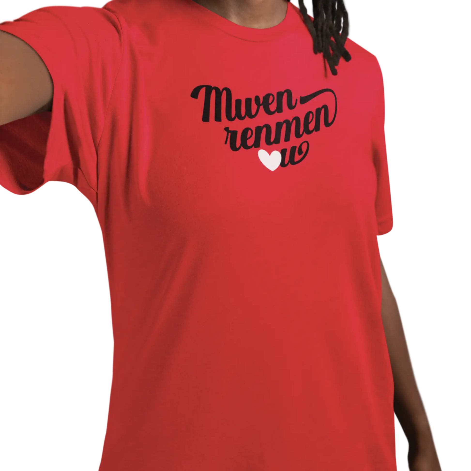 Créolofolie - T-Shirt - T-shirt - Je t’aime ’Mwen renmen ou’ - Créole haïtien