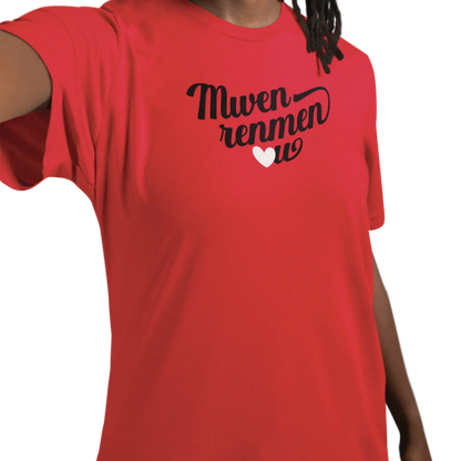 Créolofolie - T-Shirt - T-shirt - Je t’aime ’Mwen renmen ou’ - Créole haïtien