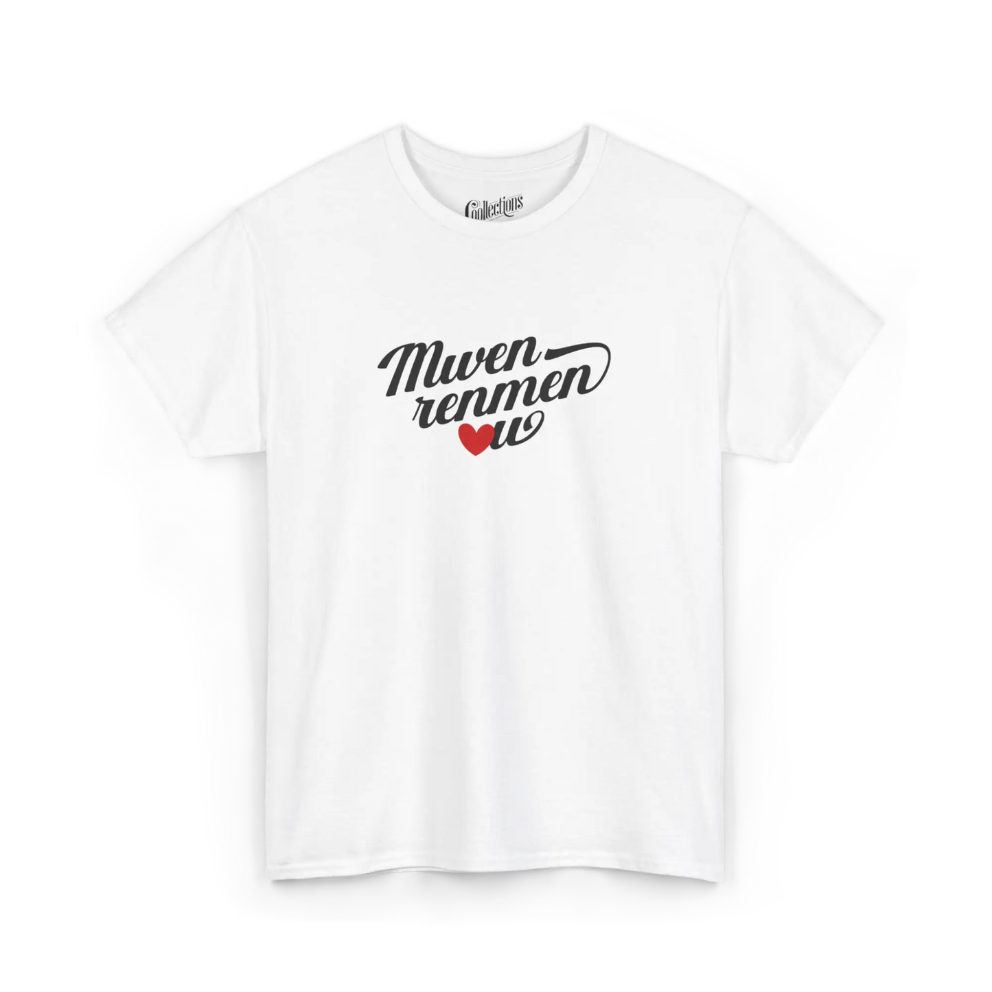 Créolofolie - T-Shirt - T-shirt - Je t’aime ’Mwen renmen ou’ - Créole haïtien - Blanc / S / M