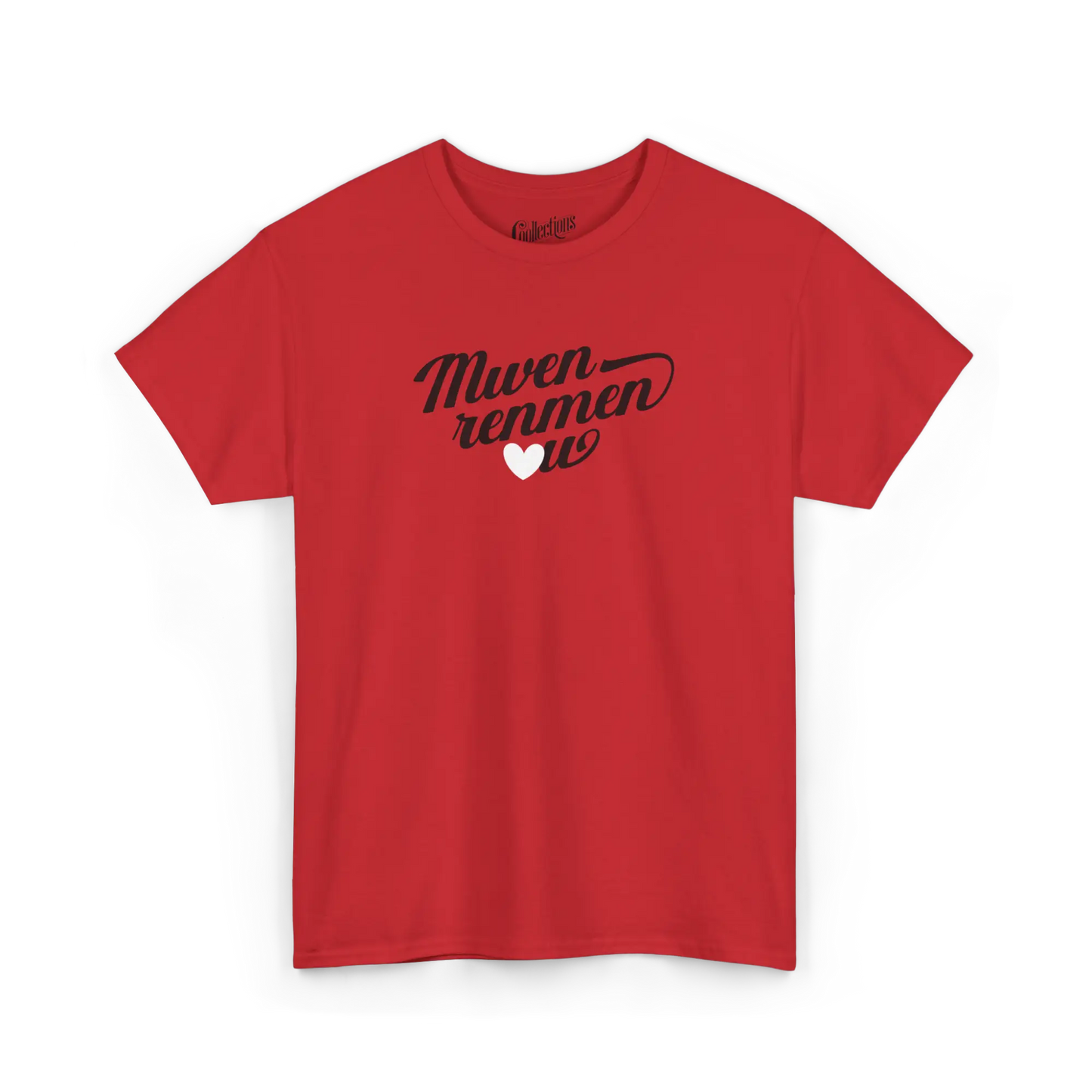 Créolofolie - T-Shirt - T-shirt - Je t’aime ’Mwen renmen ou’ - Créole haïtien - Rouge / S / M