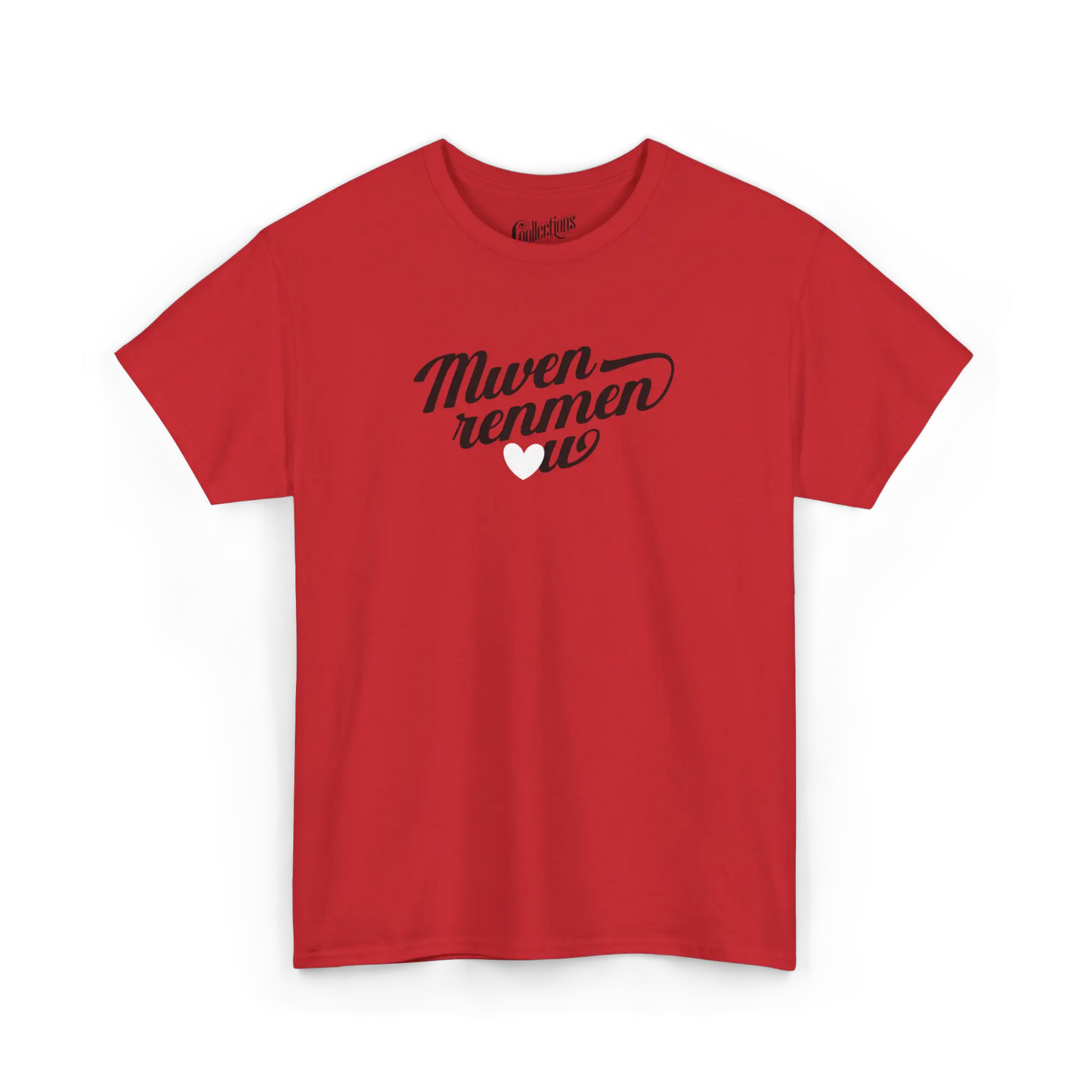 Créolofolie - T-Shirt - T-shirt - Je t’aime ’Mwen renmen ou’ - Créole haïtien - Rouge / S / M