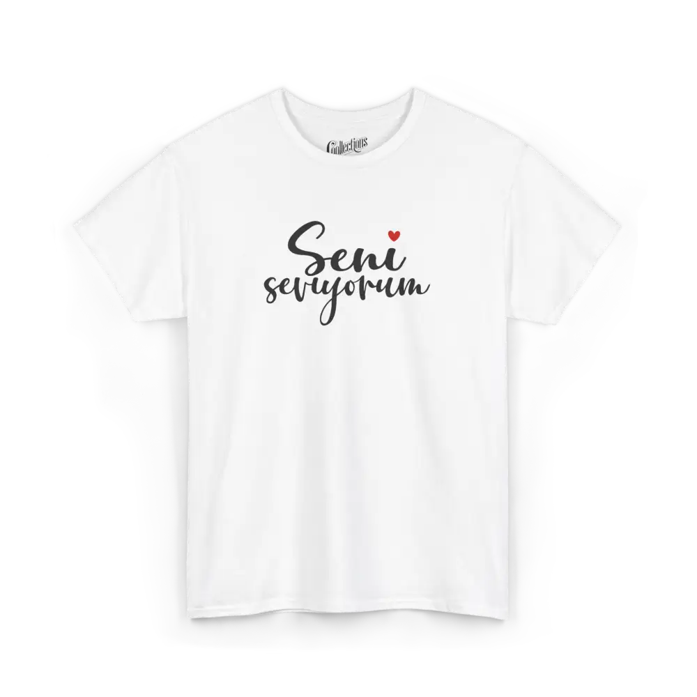 Saint-Valentin - T-Shirt - T-shirt - Je t’aime ’Seni seviyorum’ - Turc - Blanc / S / M