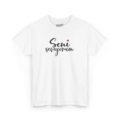 Saint-Valentin - T-Shirt - T-shirt - Je t’aime ’Seni seviyorum’ - Turc - Blanc / S / M