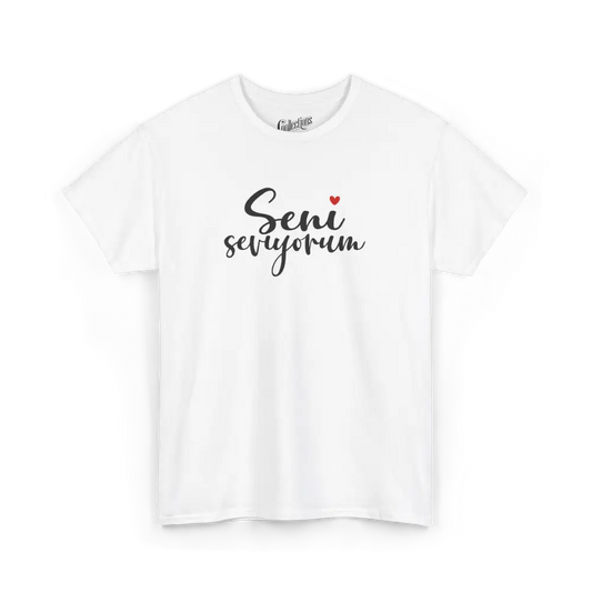 Saint-Valentin - T-Shirt - T-shirt - Je t’aime ’Seni seviyorum’ - Turc - Blanc / S / M