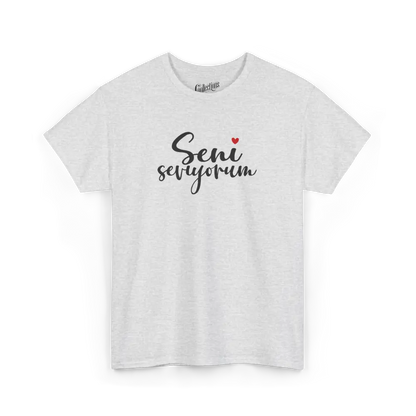 Saint-Valentin - T-Shirt - T-shirt - Je t’aime ’Seni seviyorum’ - Turc - Gris cendre / S / M
