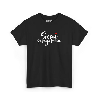 Saint-Valentin - T-Shirt - T-shirt - Je t’aime ’Seni seviyorum’ - Turc - Noir / S / M
