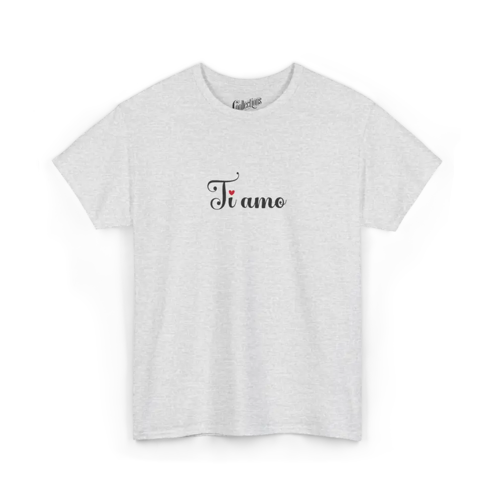 Saint-Valentin - T-Shirt - T-shirt - Je t’aime ’Ti amo’ - Italien - Gris cendre / S / M