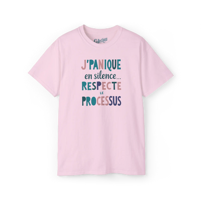 Vie d’Phoqué - T-Shirt - T-shirt – J’Panique en silence - Rose clair / S / M