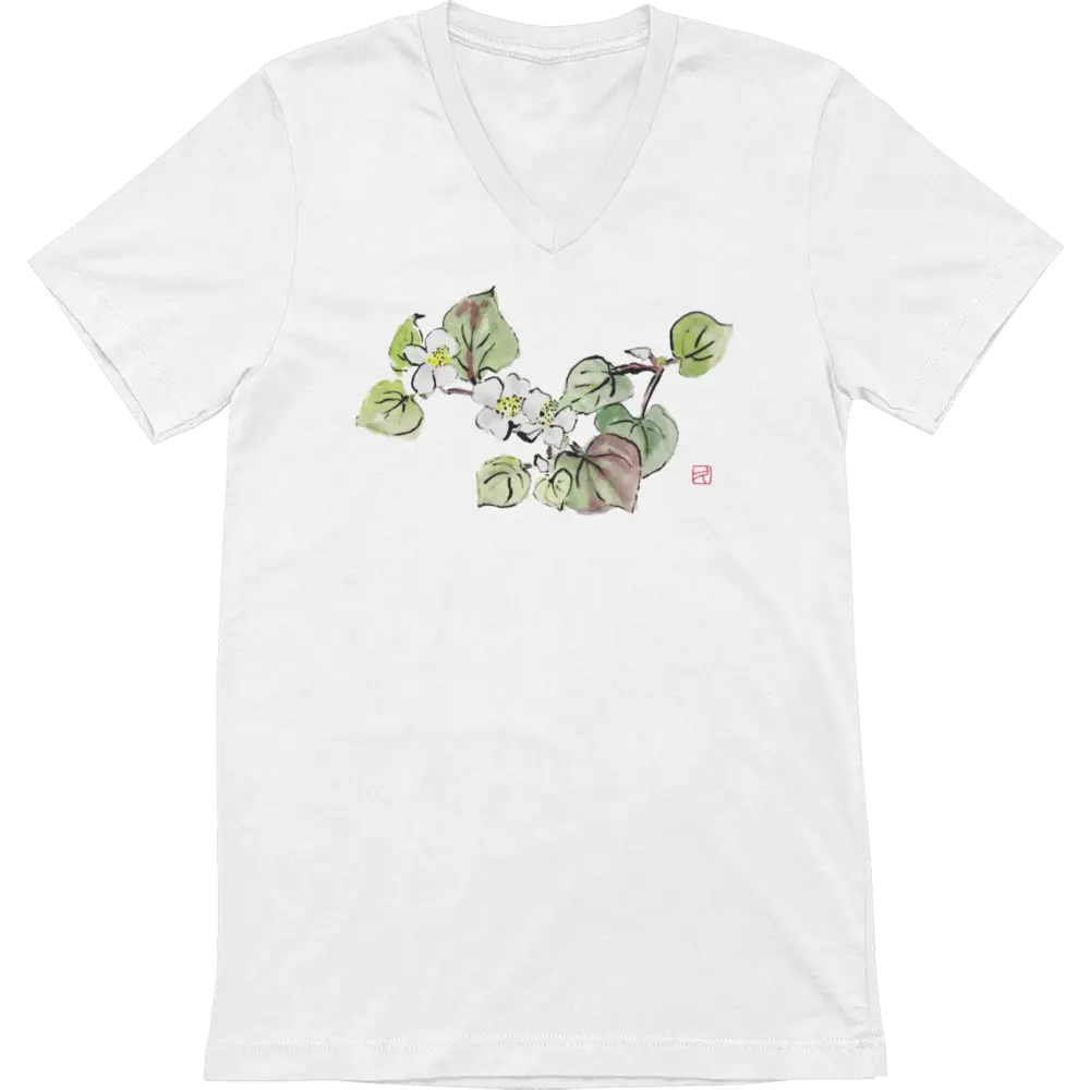 Kyoto Fleurs - T-Shirt - T-shirt - Kyoto - Fleurs Sauvages - Chardons par Kumiko - Blanc / S / Fleurs de pommiers