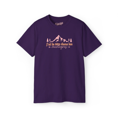 #camping - T-Shirt - T-Shirt - La tête dans les montagnes - Mauve / S / M