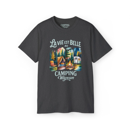 #camping - T-Shirt - T-shirt - La vie est belle au Camping Wigwam (Collabo) - Cendre foncé / S / M