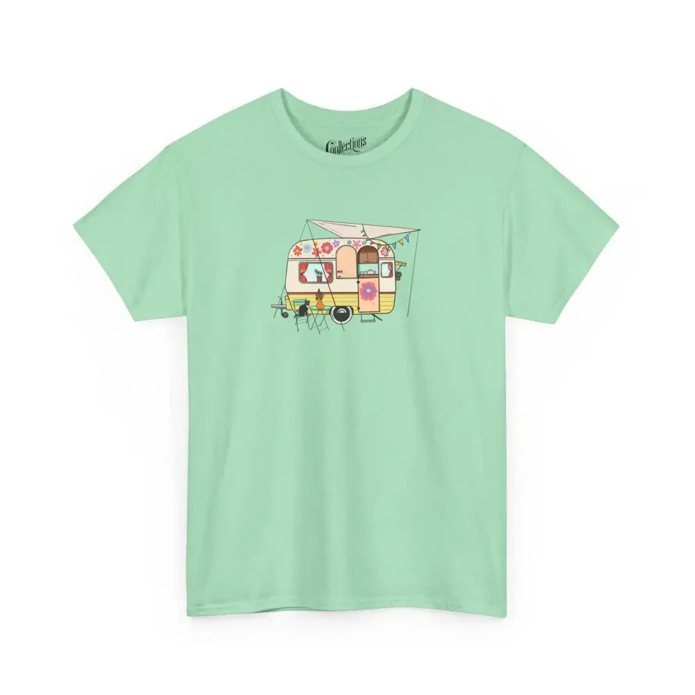 #camping - T-Shirt - T-shirt - Ma roulotte rétro - Menthe / S / M