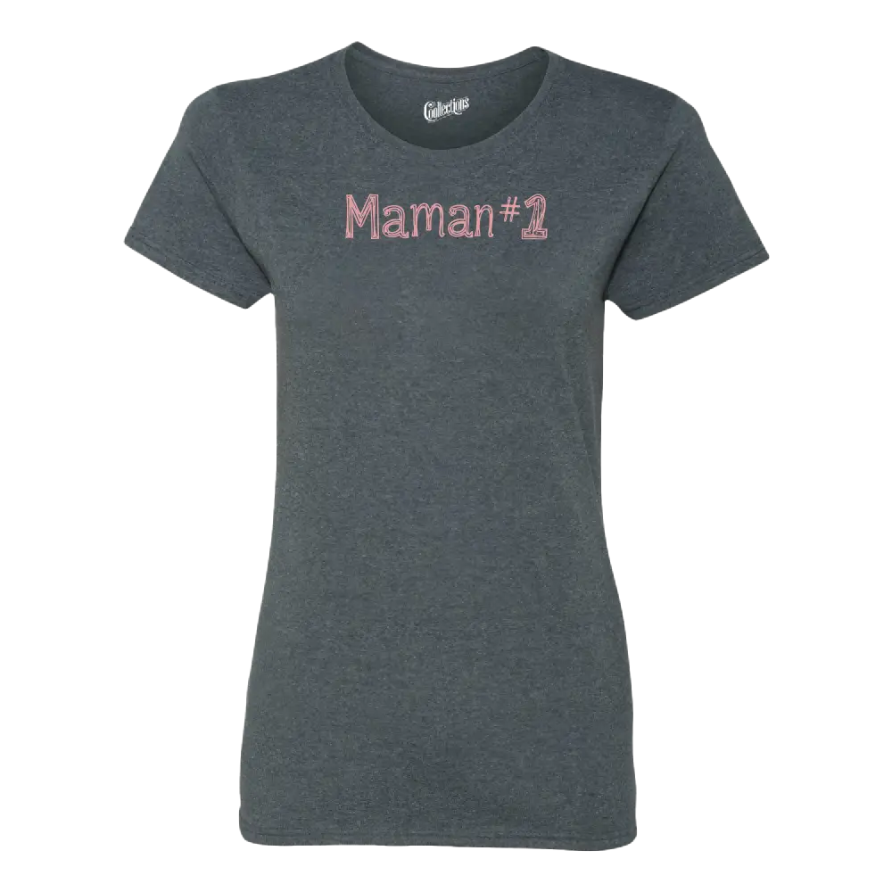 Famille et Cie - T-Shirt semi-ajusté - T-shirt - Maman #1 - Cendre foncé / S