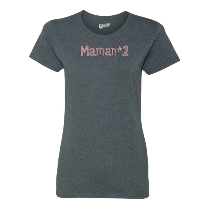 Famille et Cie - T-Shirt semi-ajusté - T-shirt - Maman #1 - Cendre foncé / S