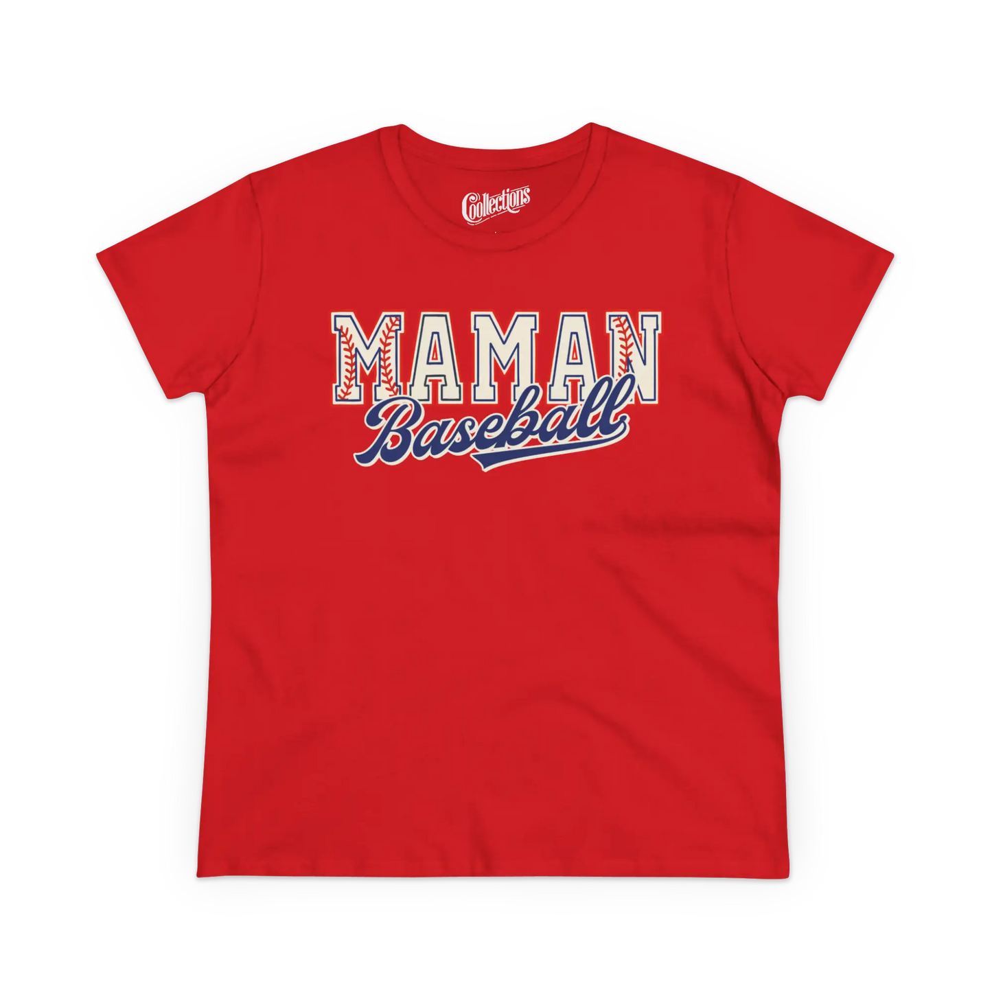 Famille et Cie - T-Shirt - T-shirt - Maman Baseball - Rouge / S / M