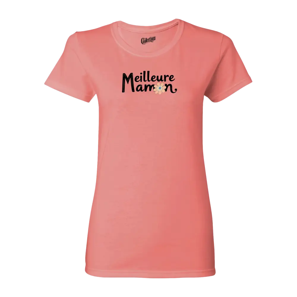 Famille et Cie - T-Shirt semi-ajusté - T-shirt - Meilleure Maman - Corail / S
