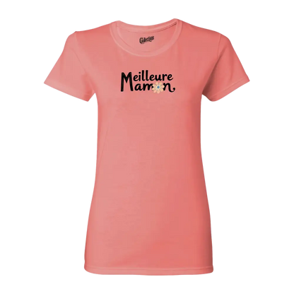 Famille et Cie - T-Shirt semi-ajusté - T-shirt - Meilleure Maman - Corail / S