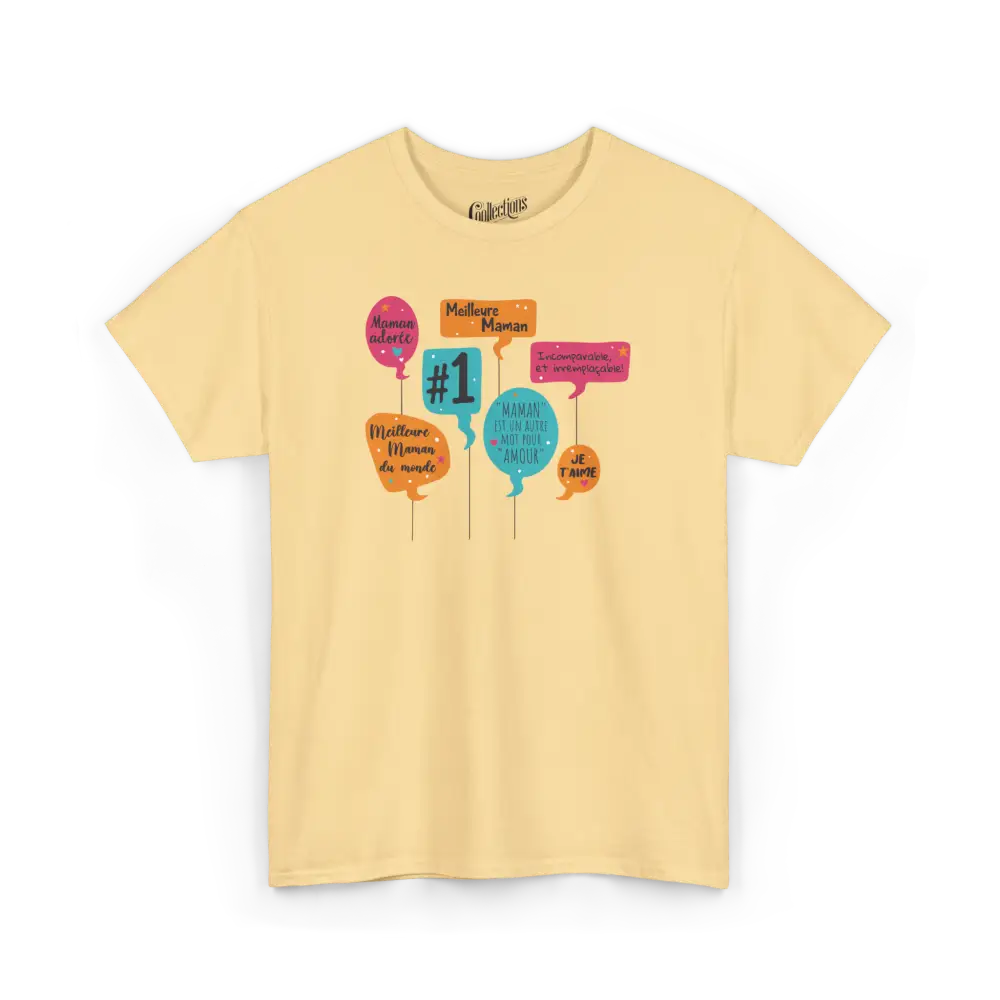 Famille et Cie - T-Shirt - T-shirt - Meilleure Maman Festif - Brume jaune / S / M