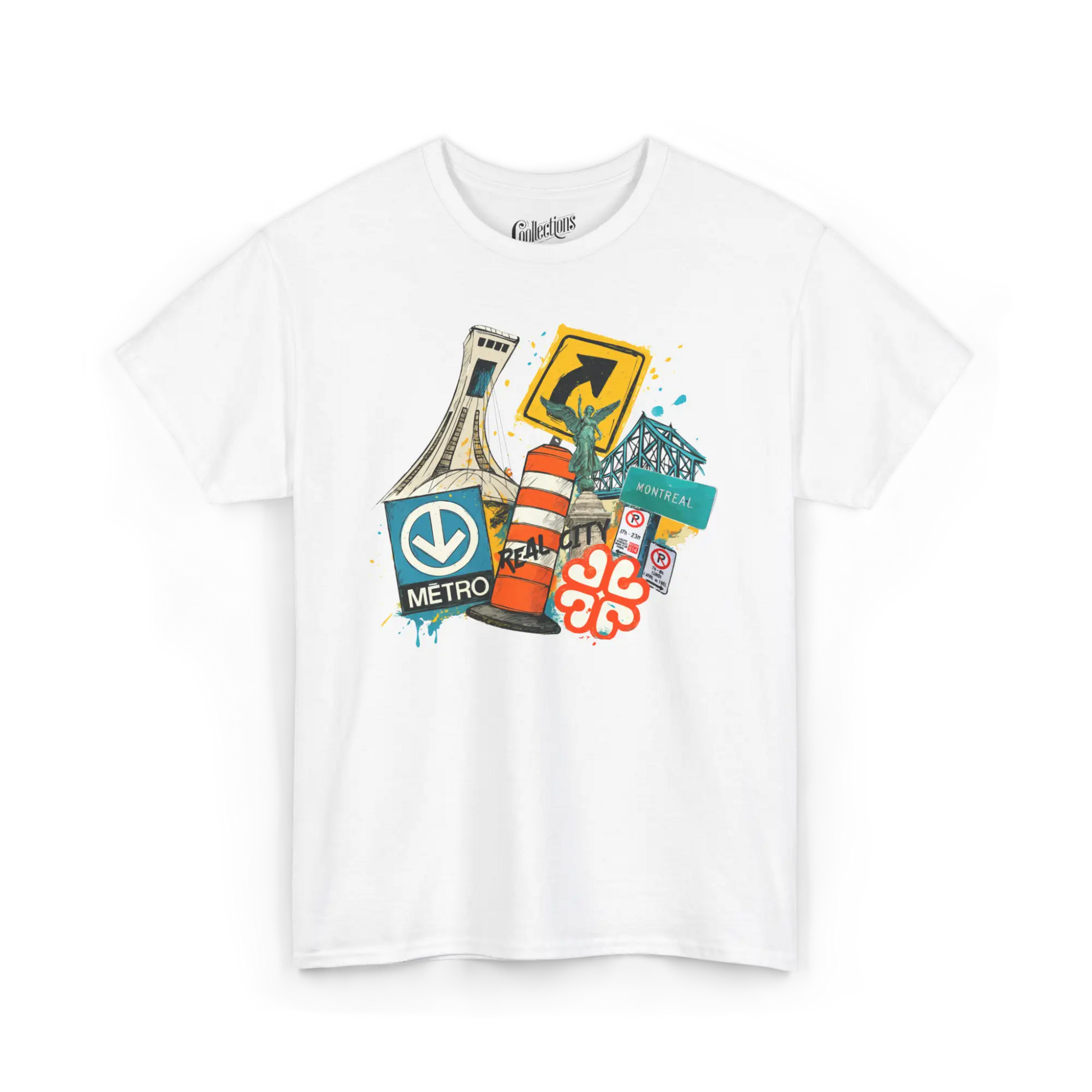 Local D’abord - T-Shirt - T-shirt - Montréal Illustré - Blanc / S / M