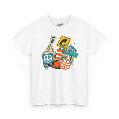 Local D’abord - T-Shirt - T-shirt - Montréal Illustré - Blanc / S / M