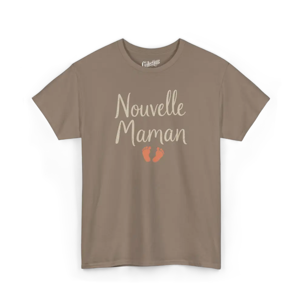 Famille et Cie - T-Shirt - T-shirt - Nouvelle Maman - Savane / S / M