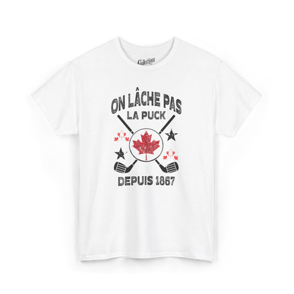 Local D’abord - T-Shirt - T-shirt - On lâche pas la puck - Blanc / S / M