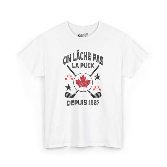 Local D’abord - T-Shirt - T-shirt - On lâche pas la puck - Blanc / S / M